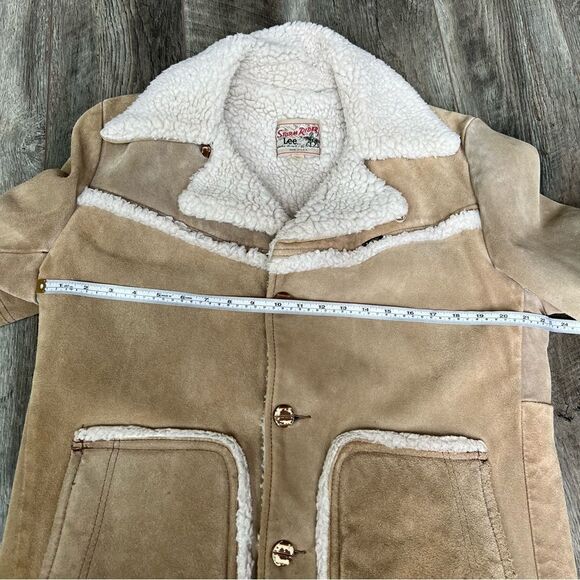 Vintage 70’s Lee Storm Rider Sherpa Suede Leather Coat Size 40 Marlboro Man - Picture 10 of 16